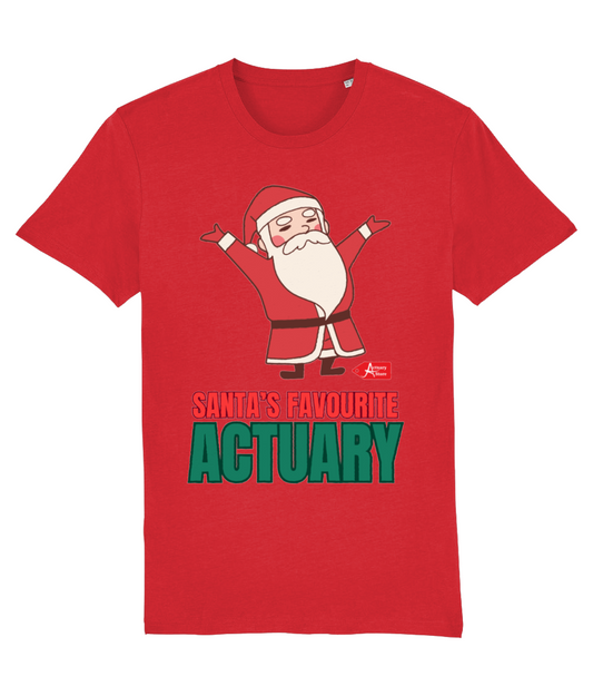 Santa's Favourite Actuary Christmas Santa Arms Spread T-Shirt (Red, Green and White Variations)