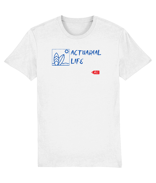 Actuarial Life Simple Surfboards on the Beach T-Shirt