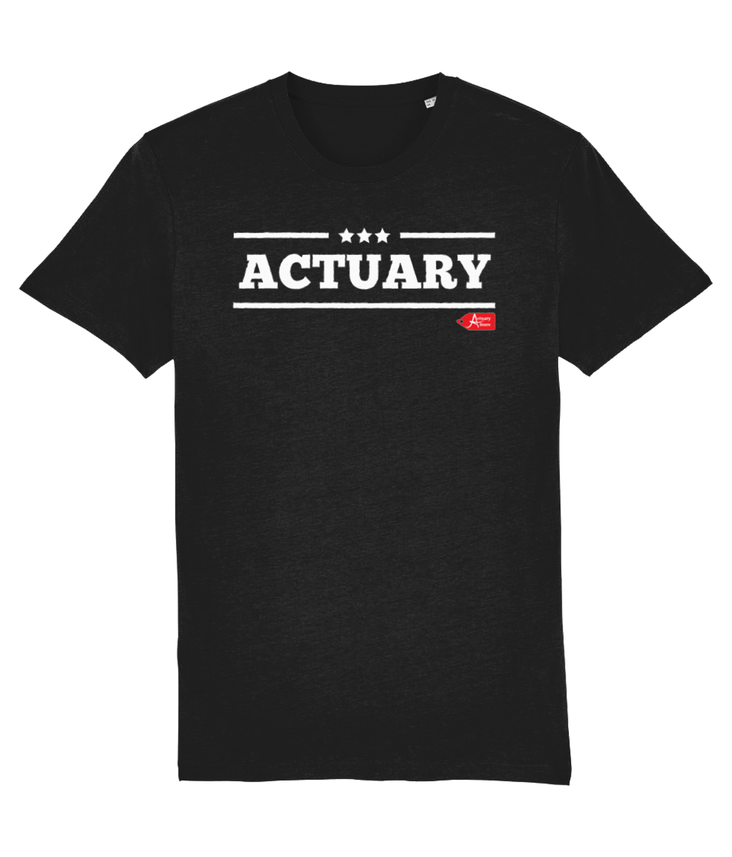 Actuary Bold Star Military Black T-Shirt
