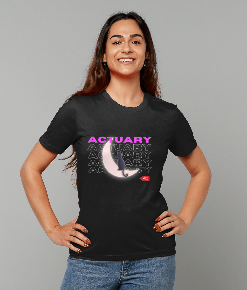 Pink Moon and Cat Actuary T-Shirt