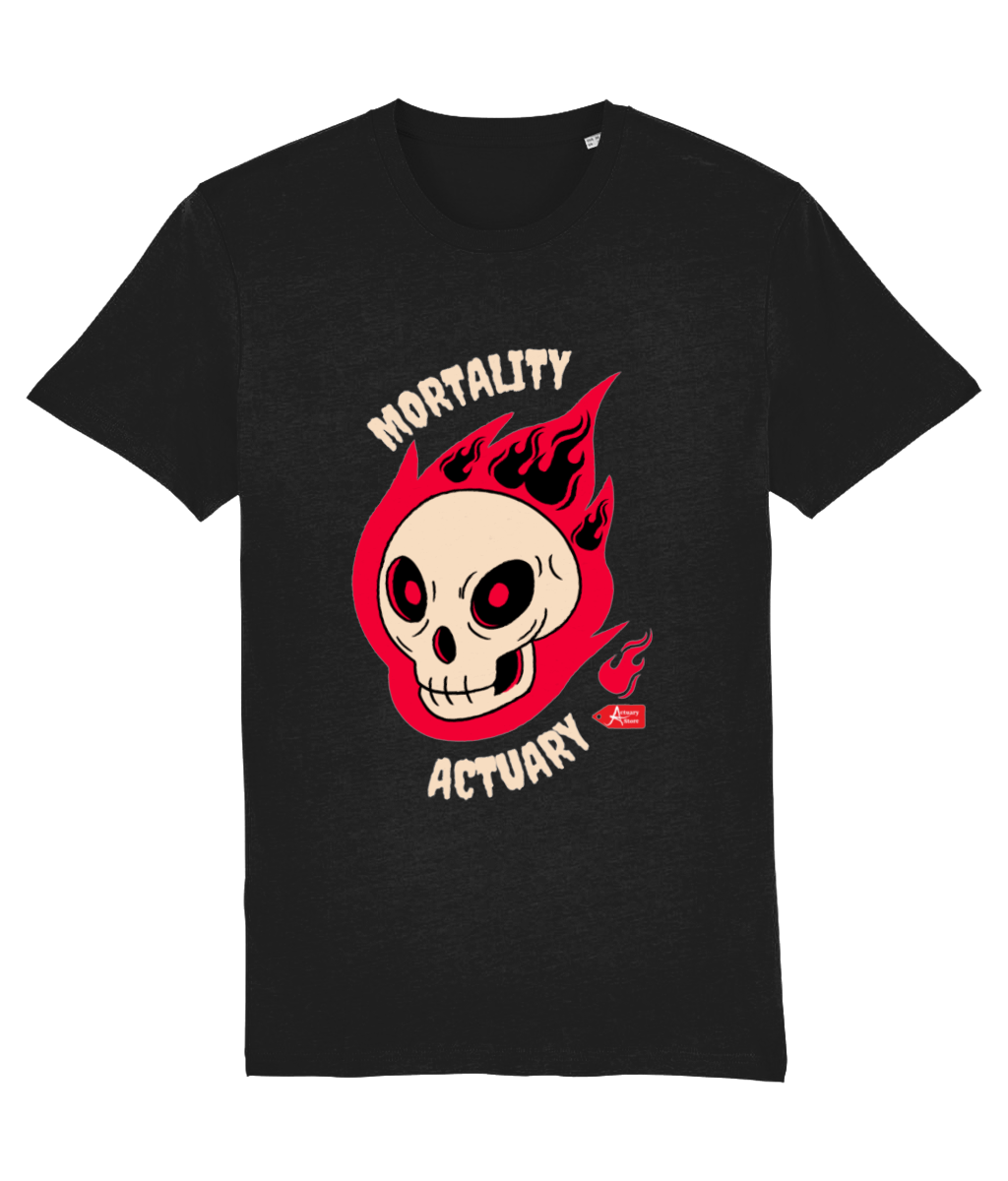 Mortality Actuary Red Flame Black T-Shirt