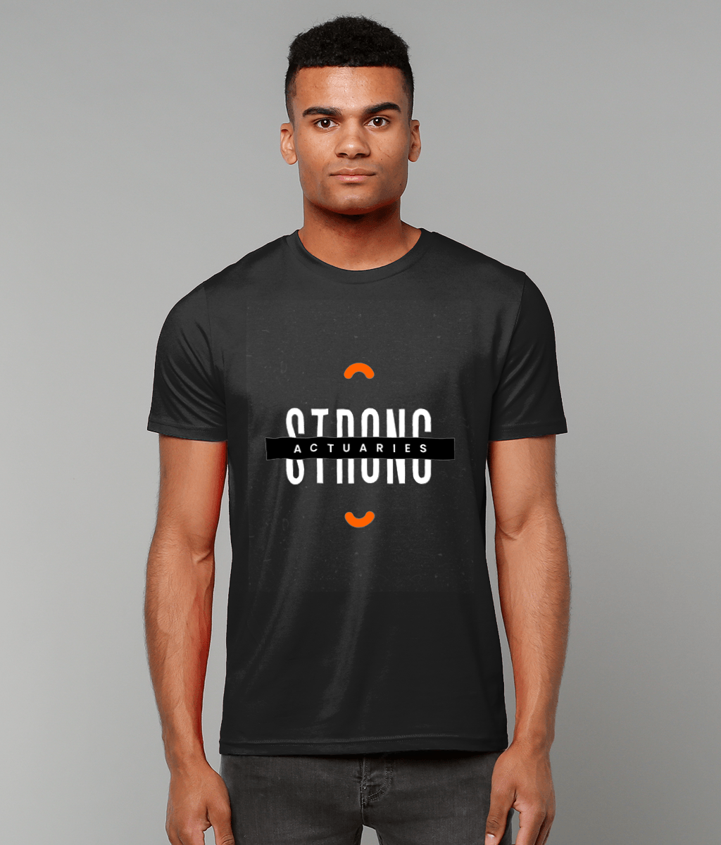 Actuaries Strong Black and White Texture Typography Black T-Shirt