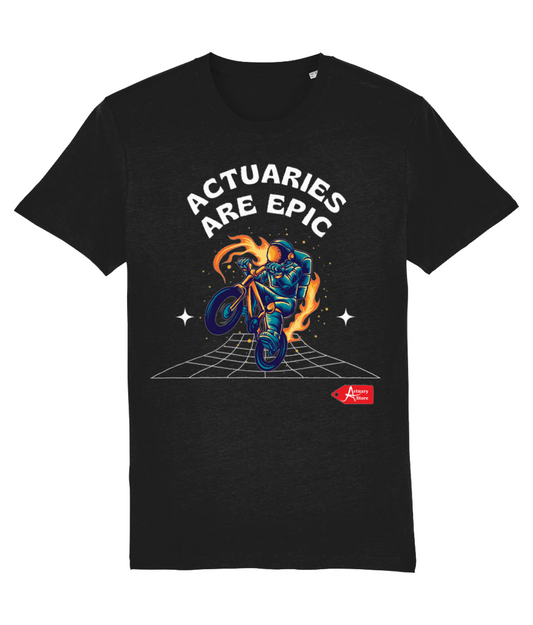 Actuaries Are Epic Biker Astronaut Black T-Shirt