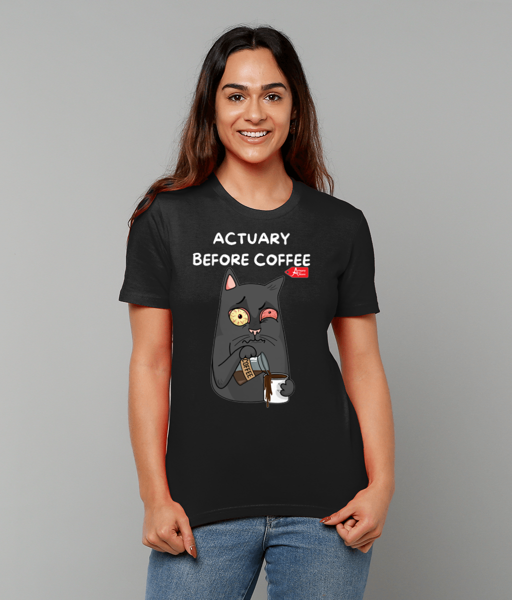 Actuary Before Coffee Black T-Shirt