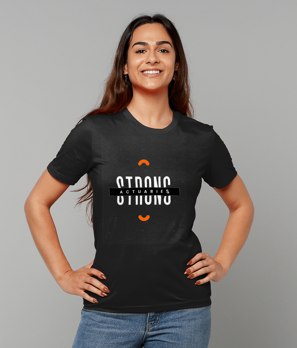 Actuaries Strong Black and White Texture Typography Black T-Shirt
